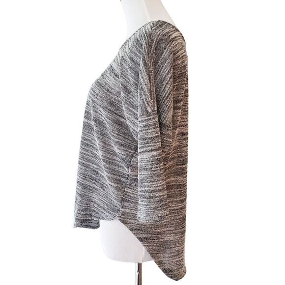 Olive & Oak Hi-Low 3/4 Sleeve Top Sheer Dolman Tunic  Small Black White - Picture 3 of 8